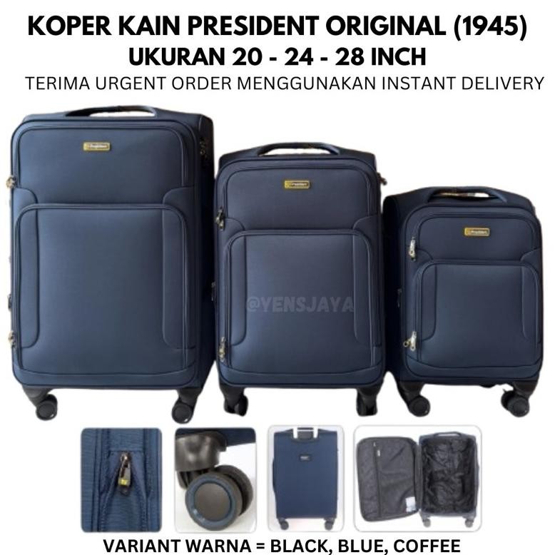 KOPER PRESIDENT KAIN 20/24/28 INCH KOPER SOFTCASE - KOPER BAGASI TRAVEL - KOPER KAIN KANVAS BAGASI P