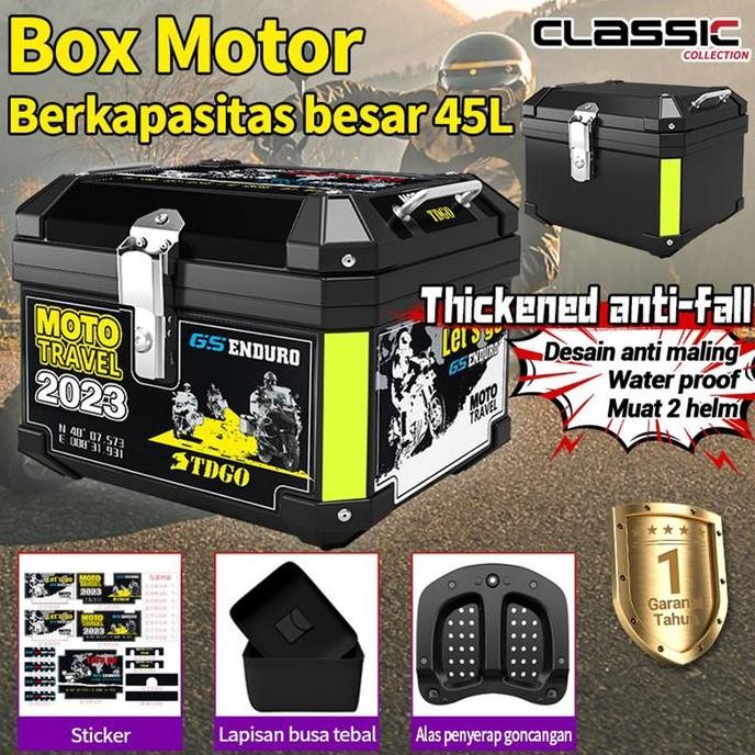 Box Motor Berkapasitas Besar/Kotak Sepeda Motor Kendaraan Listrik 45L/Kotak Penyimpanan Sepeda Motor