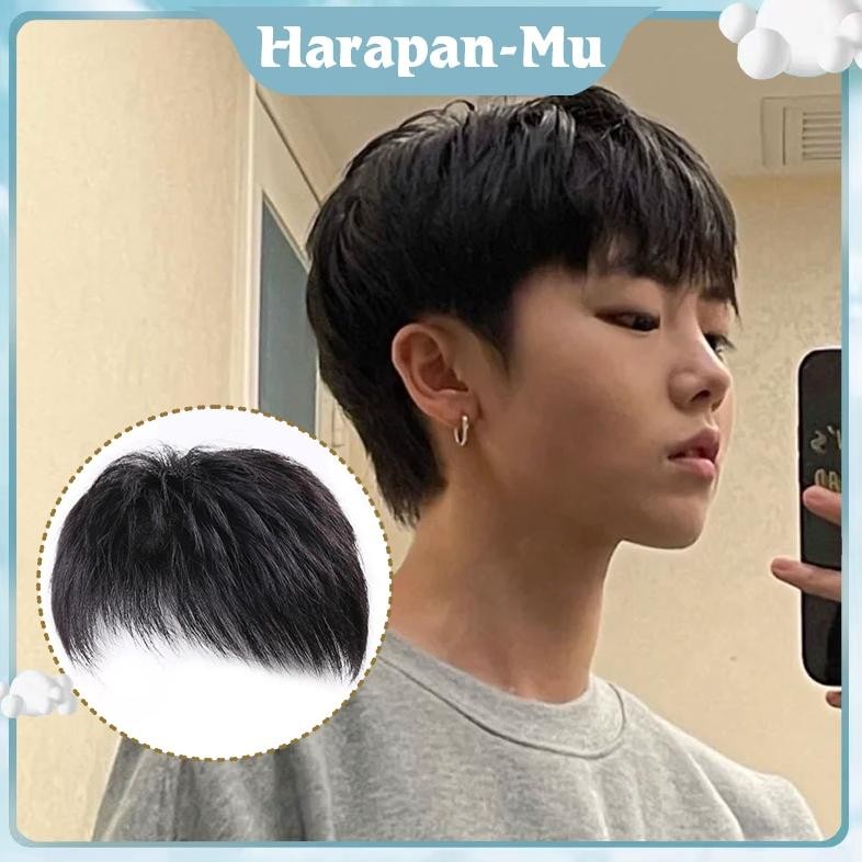 UGNDA Wig Pria Pendek Rambut Asli Korea Rambut Palsu Pria Botak