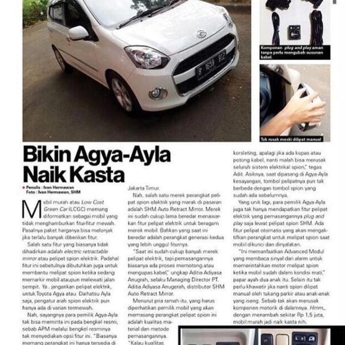 Spion Lipat Elektrik Shigeru Mobil Auto Retract Ayla Agya + Module