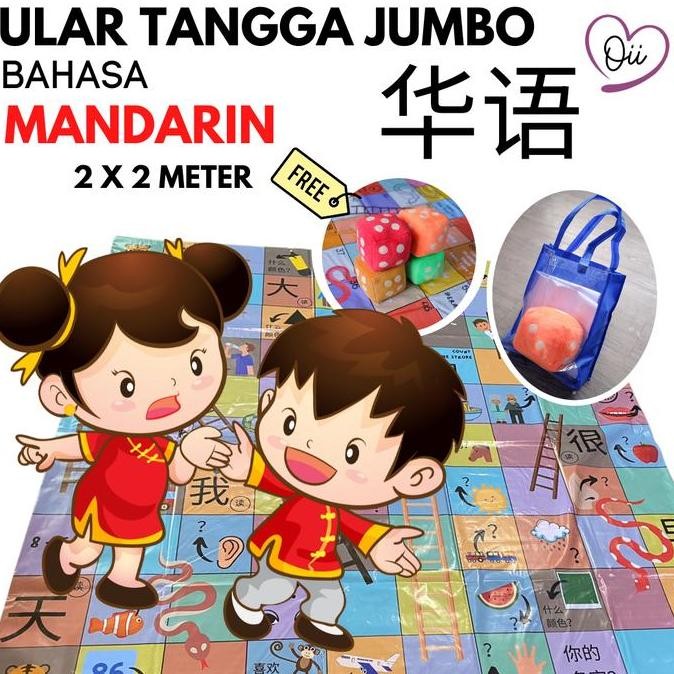 Promo Ular Tangga Jumbo Mainan Edukasi Anak Keluarga Tema Bahasa Mandarin COD