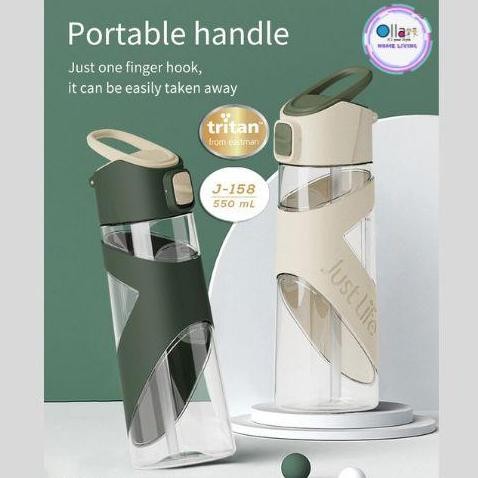 Reo&Homme Botol Minum Plastik Tritan 500ML J-158 dengan Sedotan BPA Free & Handle Silikon Anti Bocor