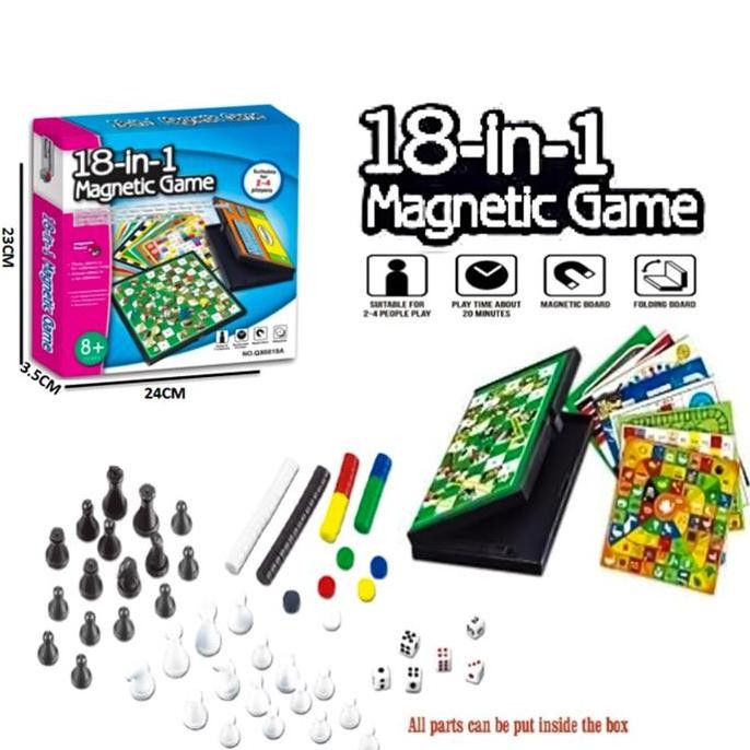 Promo 18 in 1 Magnetic Games - Mainan Anak dan Dewasa - Chess - Ular Tangga COD
