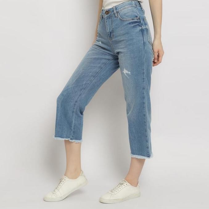Promo C2 Widley Blue Boyfriend Jeans Wanita Celana Panjang Cod