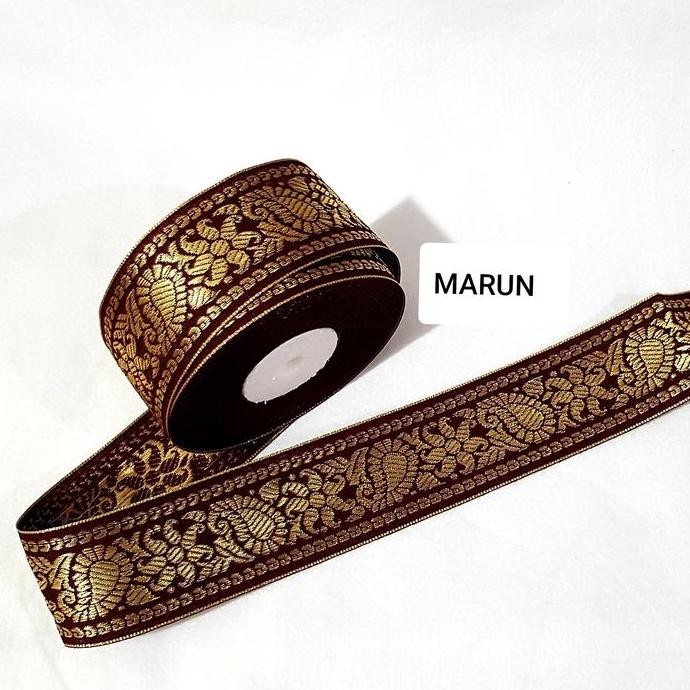 PITA RENDA MOTIF BATIK GOLD LEBAR 5CM ISI 20YARD