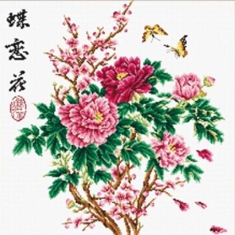 paket kristik bunga peoni kupu kupu chinese kaligrafi