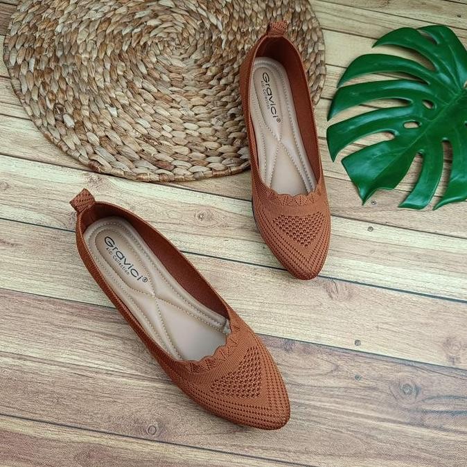 Promo Sepatu Flat Wanita Gravici DO-35 Rajut Import ori Pilihan Warna untuk Kerja dan Santai flatsho
