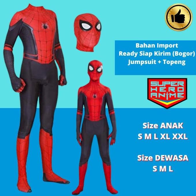 Kostum Superhero Anak Spiderman Baju Costume Cosplay Spider Impor