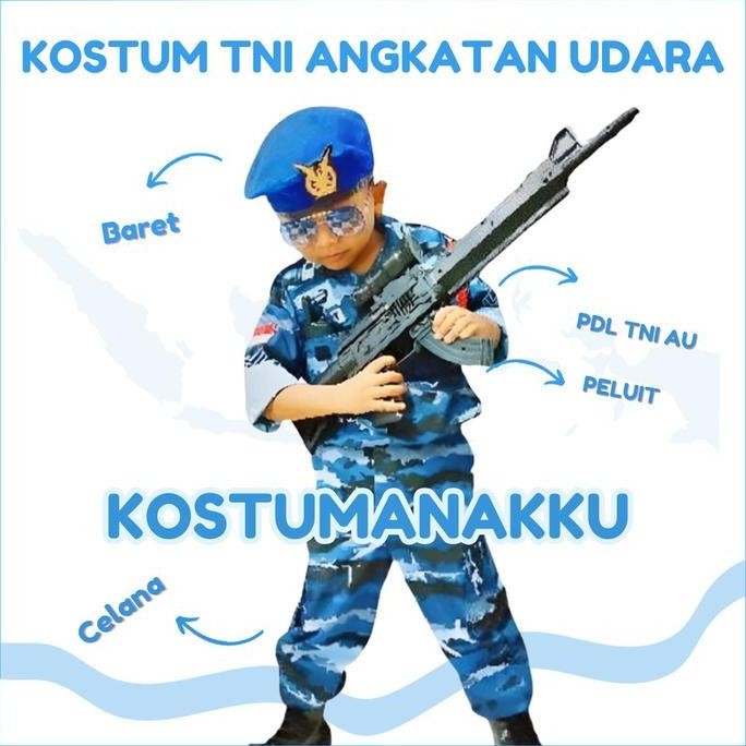 [Kostumanakimut] Kostum Anak Loreng Tni Au-Baju Tni Anak Angkatan Udara-Seragam Pdl Tni Loreng Angka