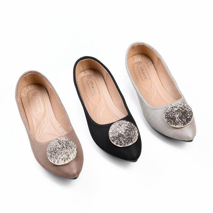 Promo BELI 2 GRATIS 1 SAJADAH - LIN&CO - Minzy Flatshoes Wanita Anti Slip Model Terbaru Untuk Kerja,