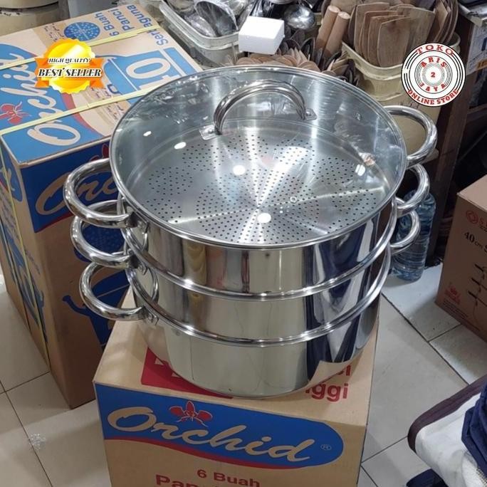 Panci Steamer 3 Susun Supra Super 40 Cm | Kukusan Stainless Serbaguna