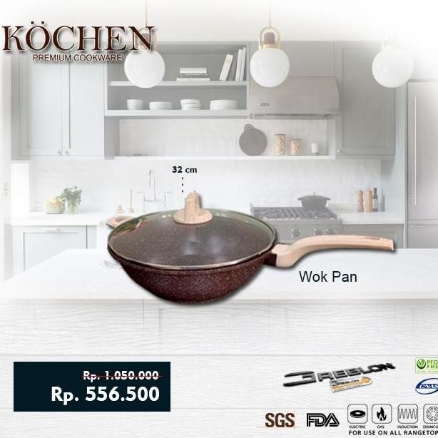 Kochen Granit Greblon C3 Wok Pan 32Cm Free Spatula