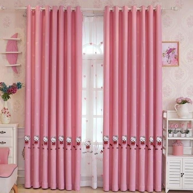 Promo gorden hello kitty+Jendela anak/Gorden karakter+Gordyn murah+pink COD