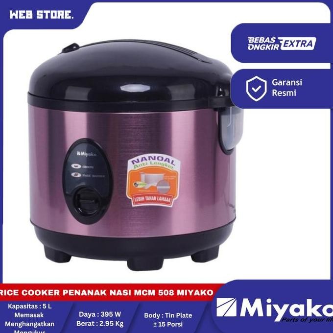 BELLYARD Rice Cooker Penanak Nasi 1.8 Liter Stainless Steel MCM 508 SBC MIYAKO