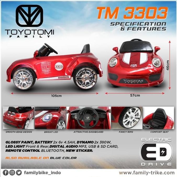 Mainan Anak Mobil Aki Remote Control TOYOTOMI Family TM 3303 Jeep SNI