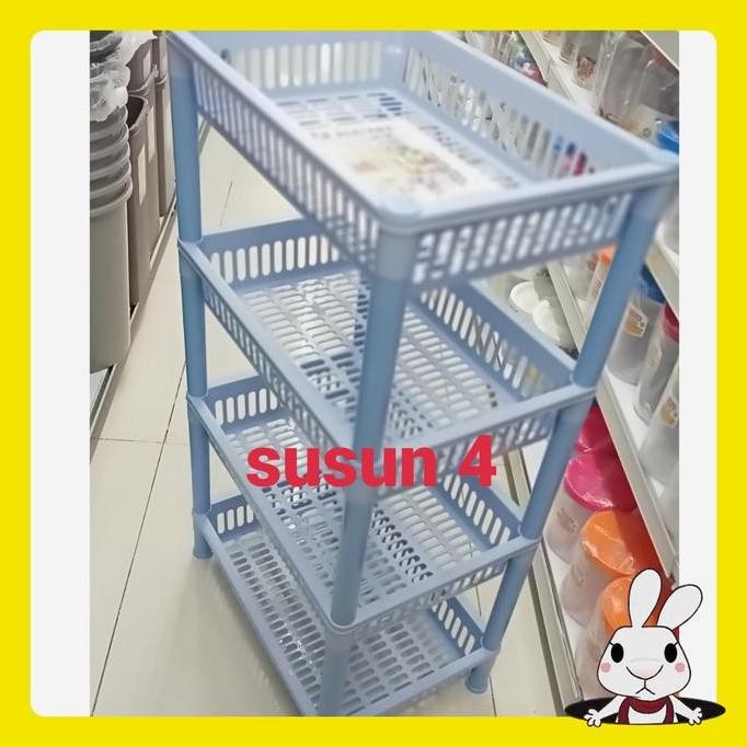 rak plastik serbaguna, besar, susun 4, basic home(member of lion star)