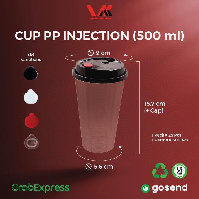 [ 500 PCS] CUP INJECTION 500ML - CUP BENING - CUP PLASTIK 16OZ - THINWALL CUP PLASTIK TEBAL MURAH