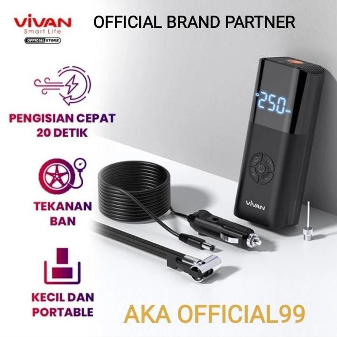 Pompa Ban Mobil Portable VIVAN Inflator Tire VTI02 Elektrik LCD