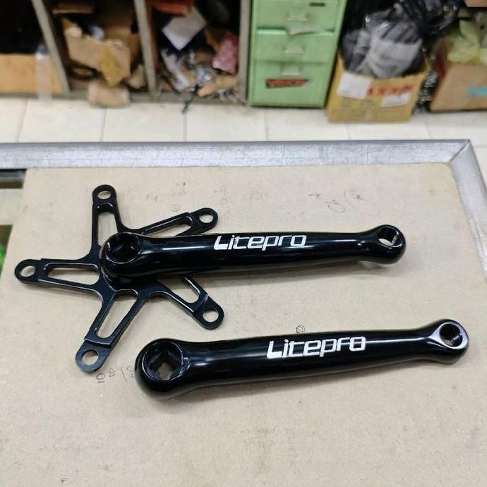 Crank Arm Litepro Super Light BB Kotak Alloy CNC Hitam Original