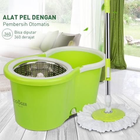 IS - PEL MOP LANTAI PUTAR 360 DERAJAT STAINLES DENGAN ROL PRAKTIS KAIN PEL PUTAR SPIN MOP 6L BUCKET 