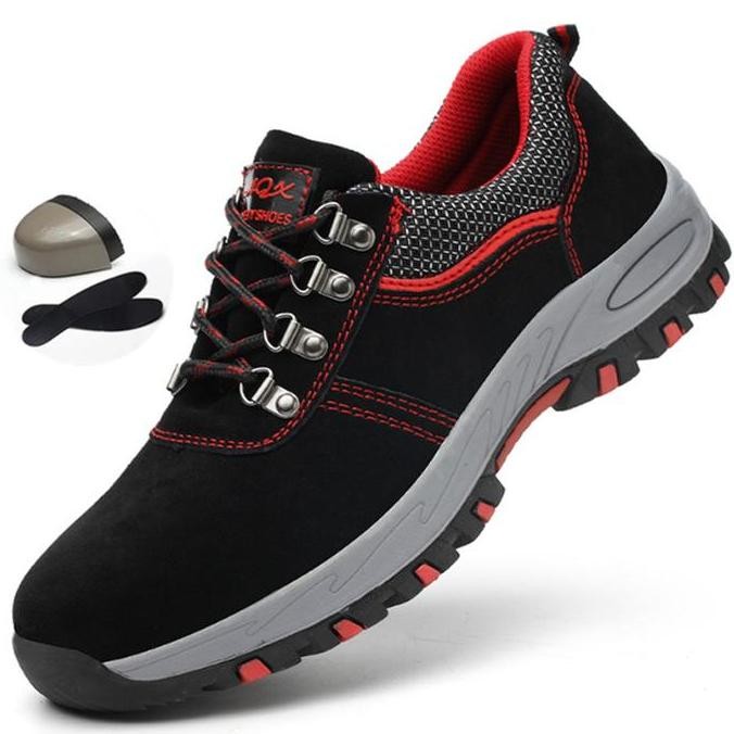 Profesional Kulit Asli Sepatu Safety Boots Pria Safety Ujung Besi Kerja Sneaker Proyek Shoes Olahrag