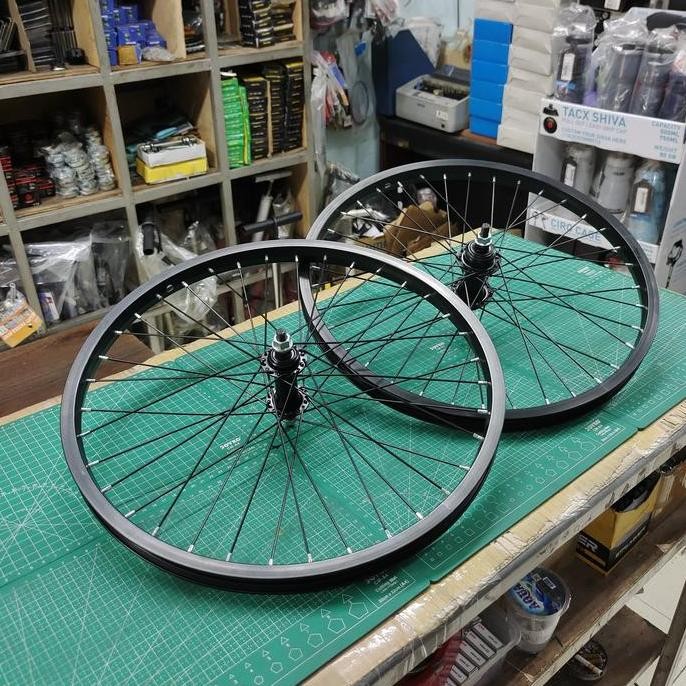 Wheelset Velg Set Jari Jari 20 BMX Lipat Hitam Satuan