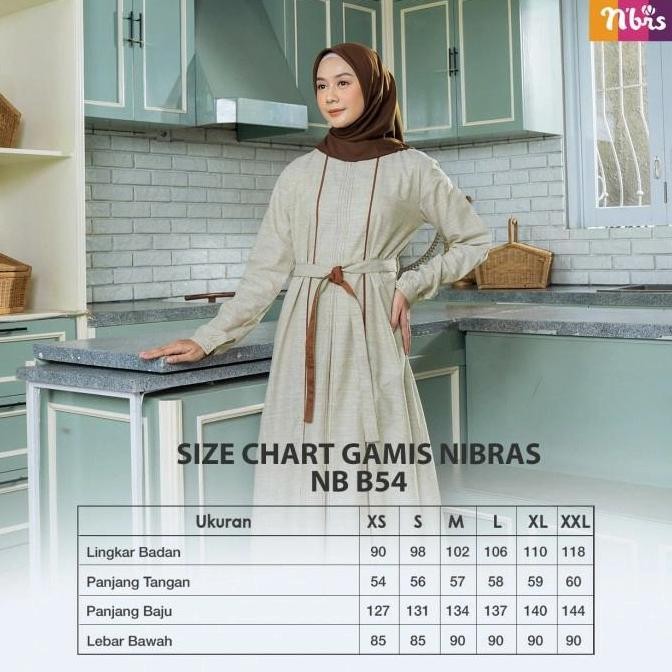 Gamis Nibras Nb B54 Warna Cream Krem Busui Cantik Adem Casual Branded