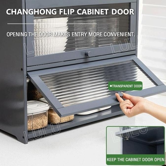 Lemari Dapur Bambu Meja Makan Ruang Tamu Rak Penyimpanan Multifungsi Meja Kopi Nordik Lemari Penyimp