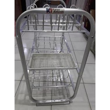 Rak Piring Kecil Dapur Aluminium 3 Susun