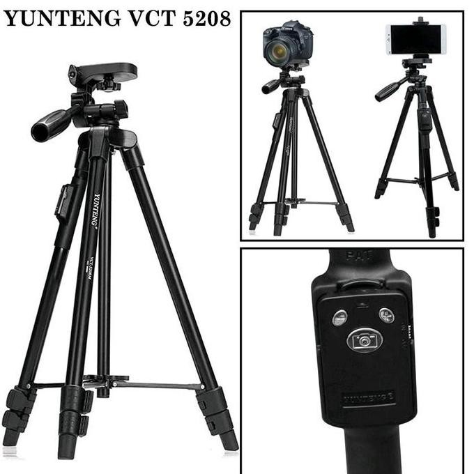 TRIPOT MONOPOT YUNTENG VCT-5208 hanphone DSLR Bluetooth plus Remote shutter holder U camera tripod K