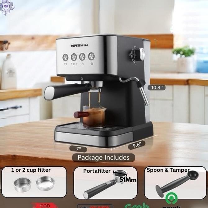 Aeomik - Mesin Kopi Espresso 20 Bar Coffee Maker Machine Profesional