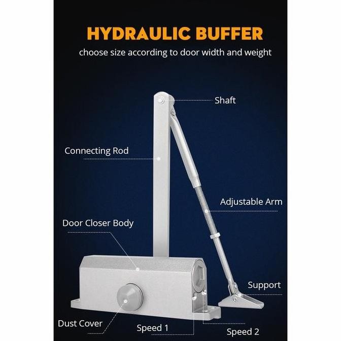 Door Closer Pintu Hidrolik / Door Closer Aluminium Hold Open -Ho