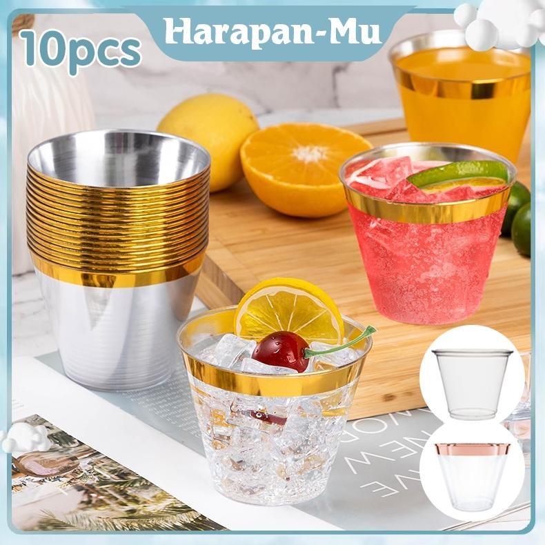 UGNDA Gelas Plastik Sekali Pakai 10pcs Gelas Plastik Bening Kecil Gelas Juice Gelas Anggur Plastik