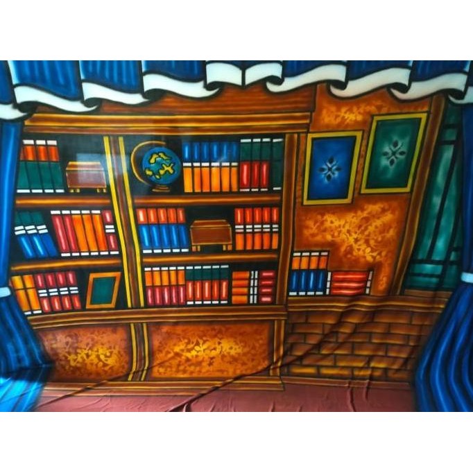 Background Foto wisuda / rak buku ukuran 2,5x3M Backdrop Wisuda