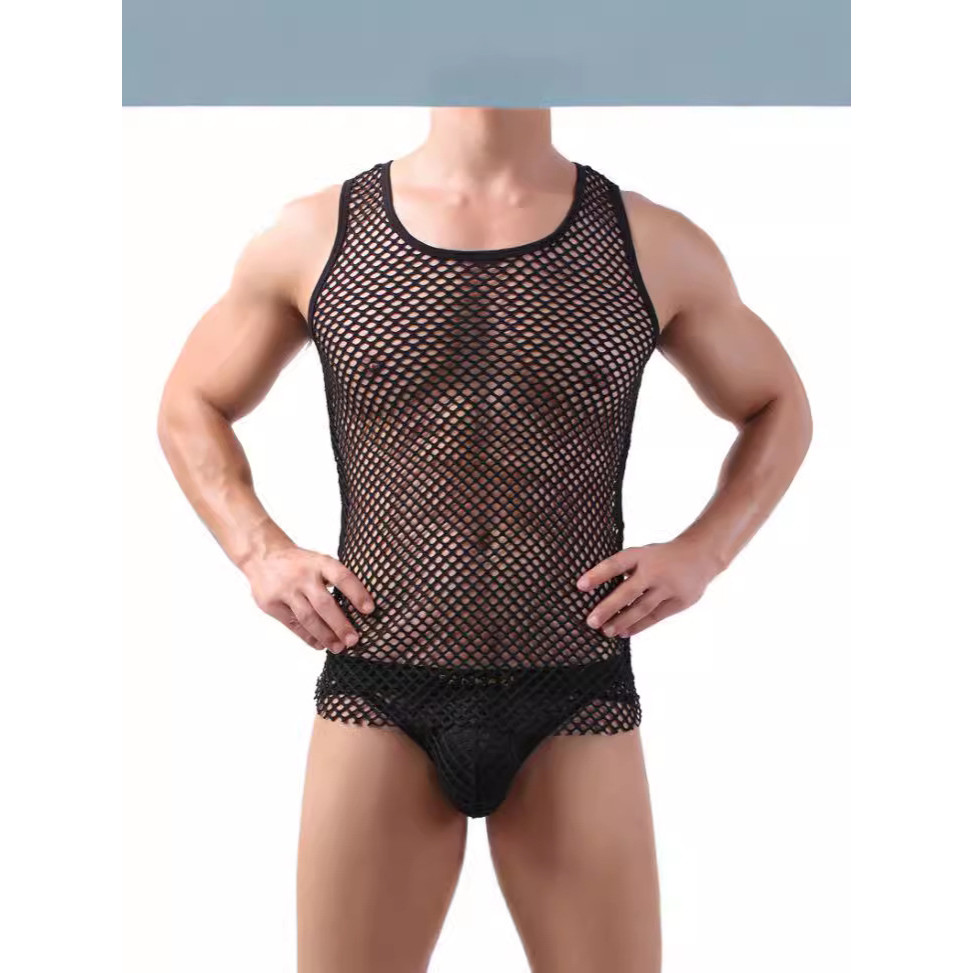 [Saror]Piyama Jala Pria Berongga T Baju Kaos Pria