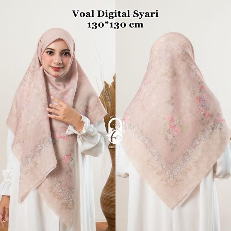 Hijab Segi empat Voal Motif Syari uk 130 x130 / hijab segi empat syar'i motif voal sublim