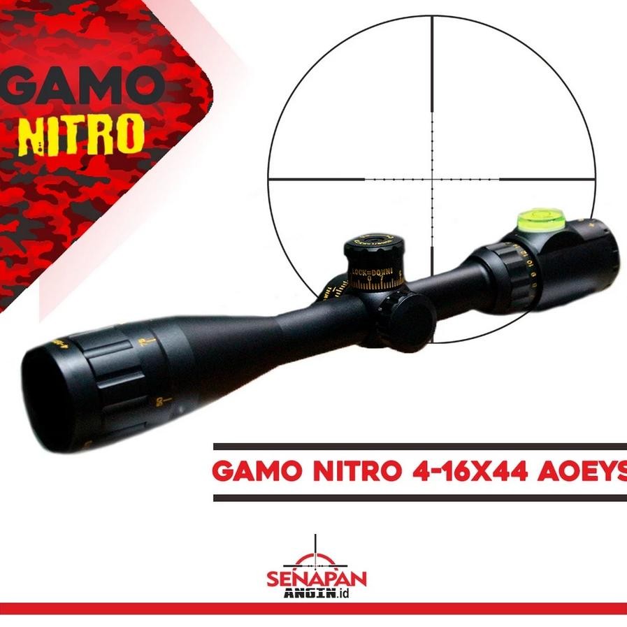 FEVERFEW GAMO NITRO 4-16X44 AOE - TELESKOP TERLARIS TELESKOP GAMONITRO 4-16X44 AOE RETIKEL 2 WARNA +