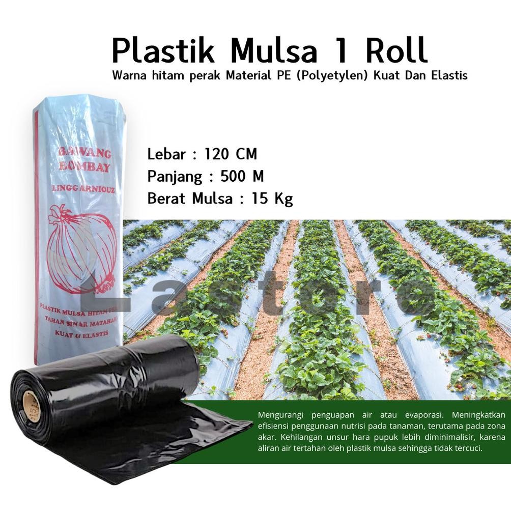 EDELWEIS- Plastik Mulsa Hitam Perak Plastik Perkebunan 1 Roll Lebar 120 Cm 500 Meter
