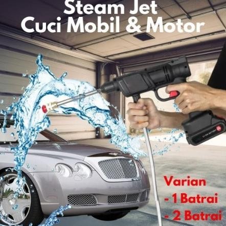 EDELWEIS- Mesin Alat Steam Jet Cuci Mobil & Motor / Portable Wireless 1 Baterai/ Alat Cuci Mobil Mot