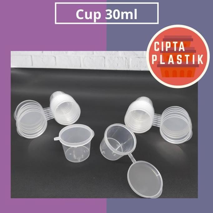 Cup Saos Sambal 30 ml (50 pcs) Tempat Sauce Mini Slime Tutup Sambung