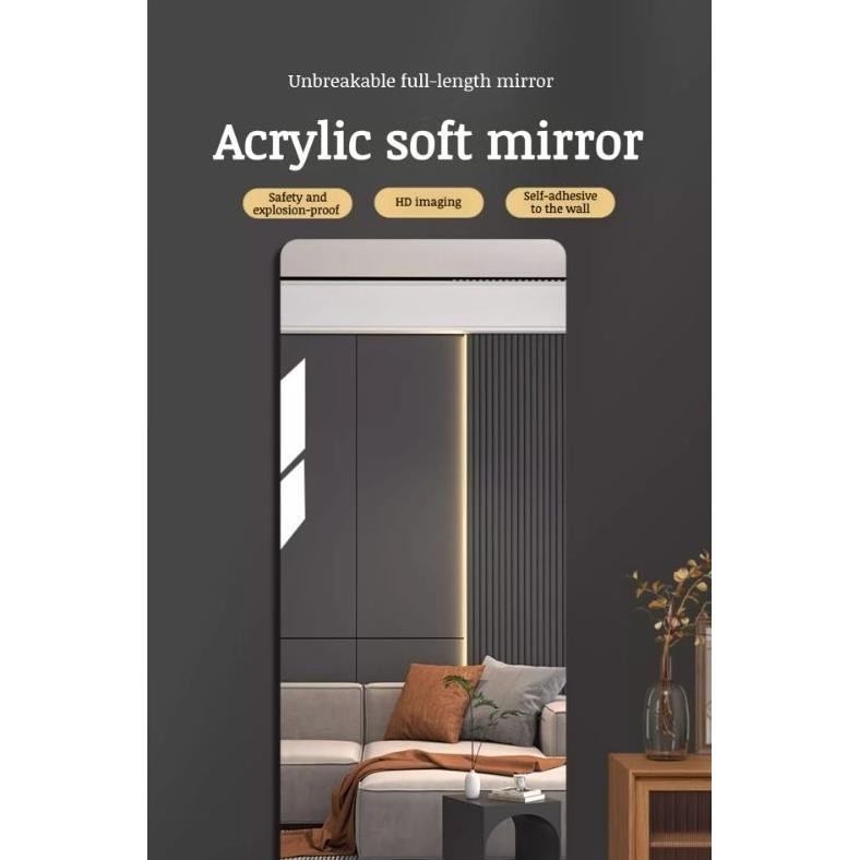 Stiker Cermin Kaca Tempel Dinding Rectangle Akrilik Anti Pecah / Cermin Kaca Tempel Dinding Besar