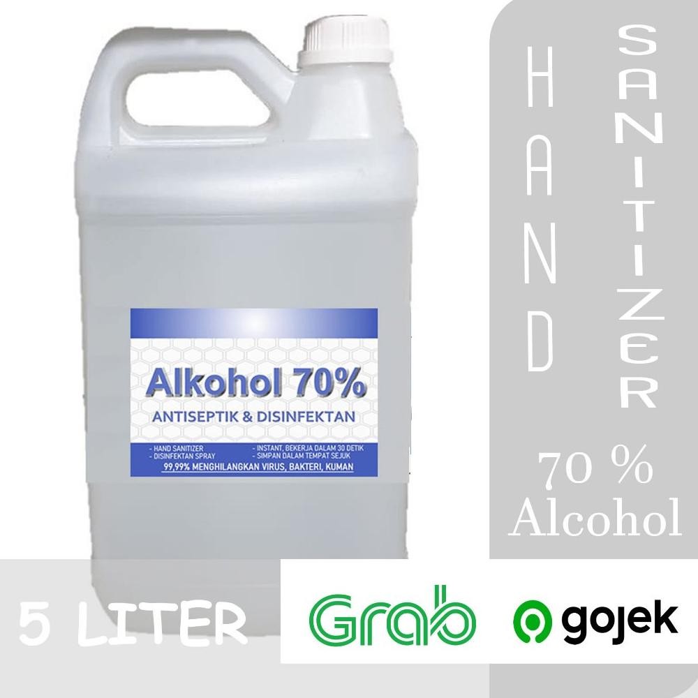 ALKOHOL 70% 5 LITER murni, HAND SANITIZER, DISINFEKTAN