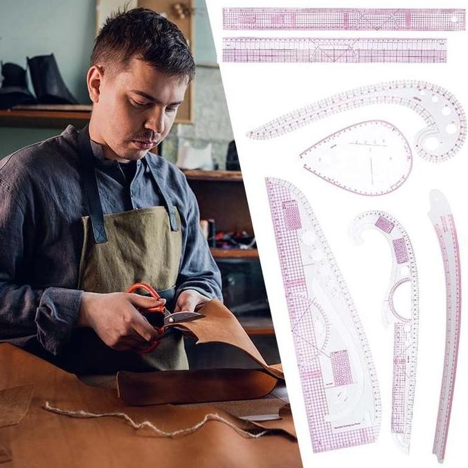 Premium 7 Pcs Penggaris Pola Baju Set Lengkap Set Penggaris Pola Jahit Mistar Jahit Untuk Buat Pola 