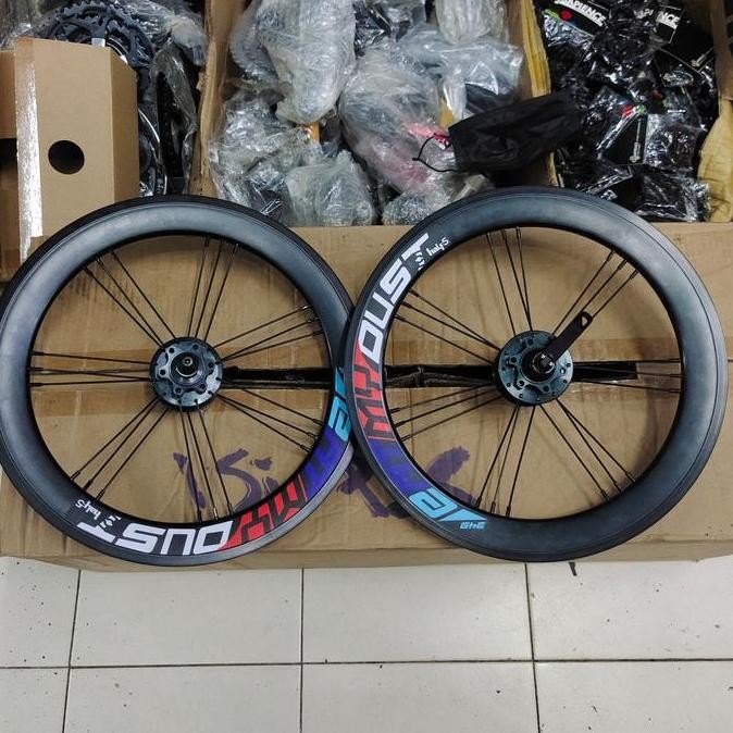 Hub Freehub Dan Wheelset 16 Plus 349 24 Hole Disc Bakre old 74/130 Folding Discbrake Hitam Alloy Ber