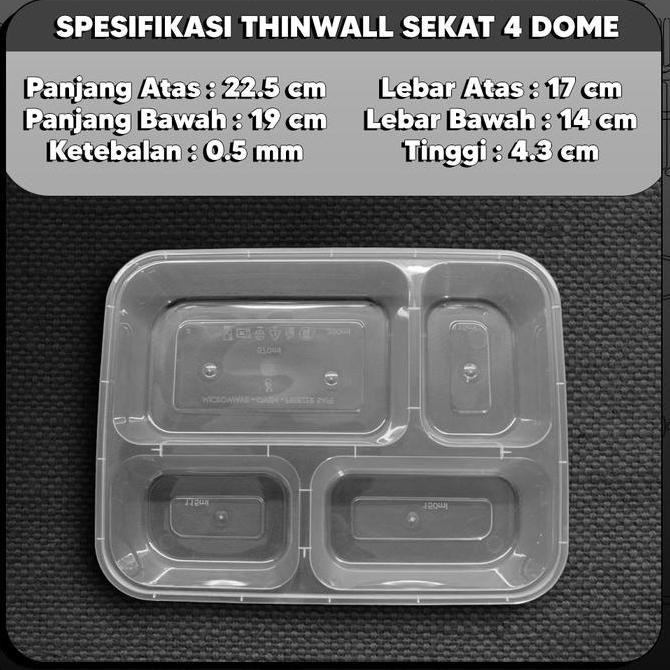 Thinwall Sekat 4 Dome / Food Container Premium