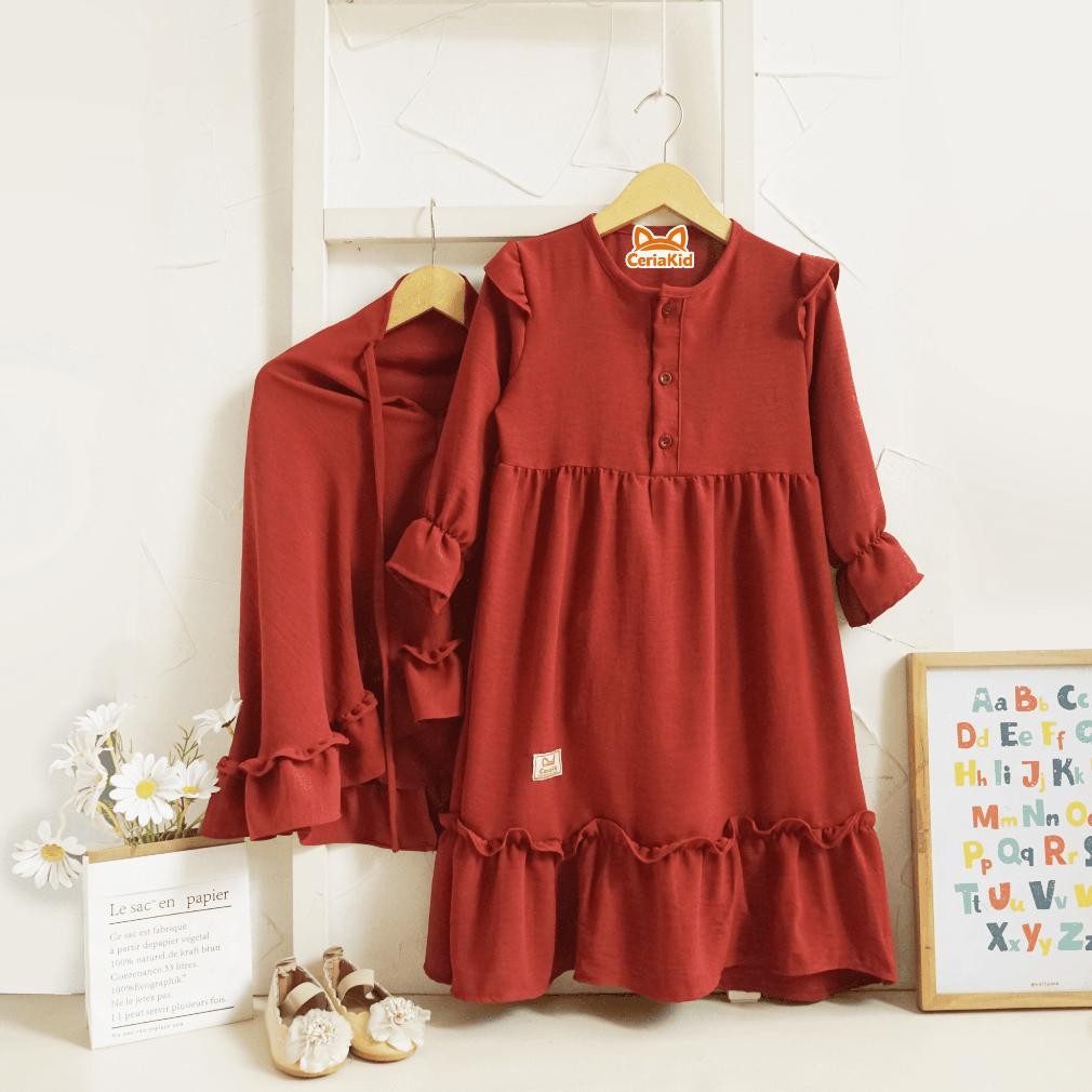 Gamis Anak Perempuan Plus Hijab Inaya | Baju Muslim Gamis Inaya 1-8 Tahun By Ceriakid
