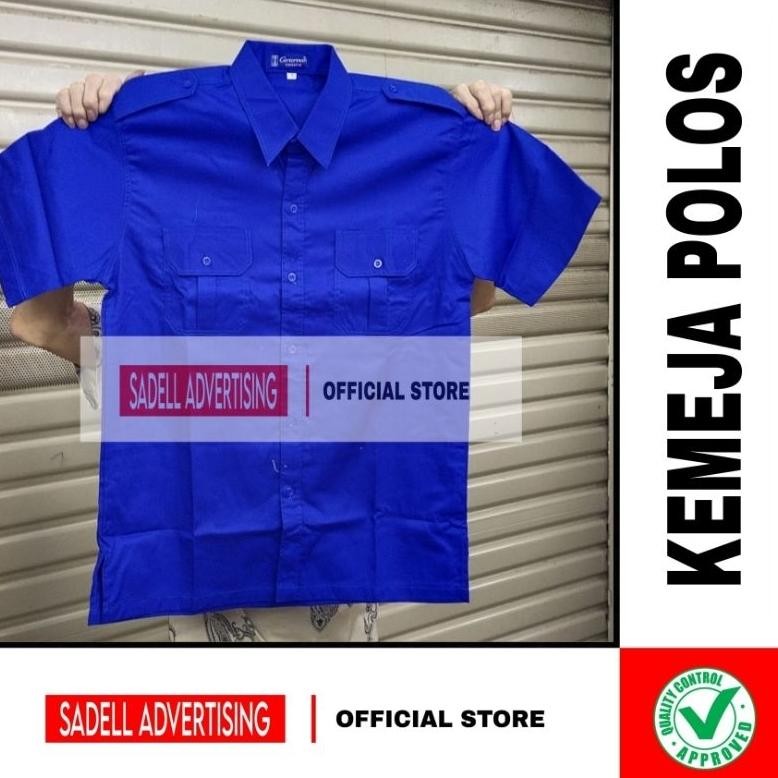 Kemeja Biru Polos Seragam Polos Biru PDH PDL Lengan Pendek Pria