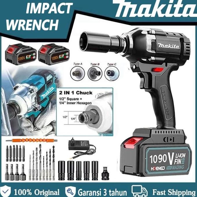 KIKYO- MAKITA 1090V Impact Wrench Mesin Bor Cordless Pembuka Baut Baterai