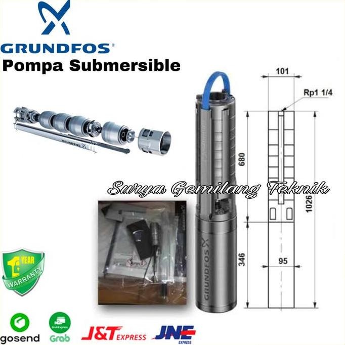 JHONCIE- Pompa Grundfos SP.3A-12 0,75KW 220Volt Pompa Submersible Grundfos Asli