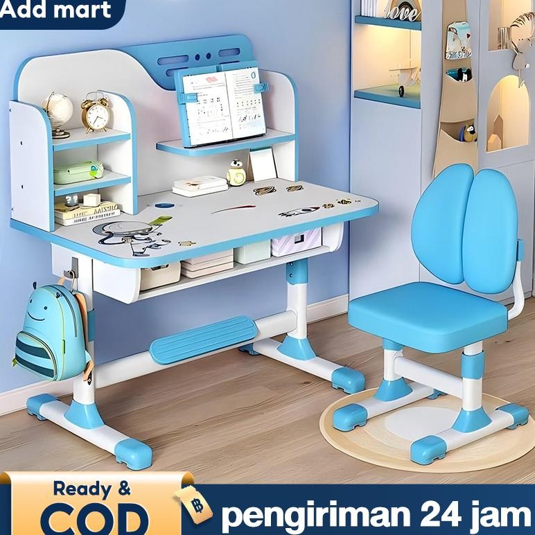 BELERAINTE- Meja Belajar Anak Set Kursi Meja Belajar Aesthetic Meja Kerja Minimalis